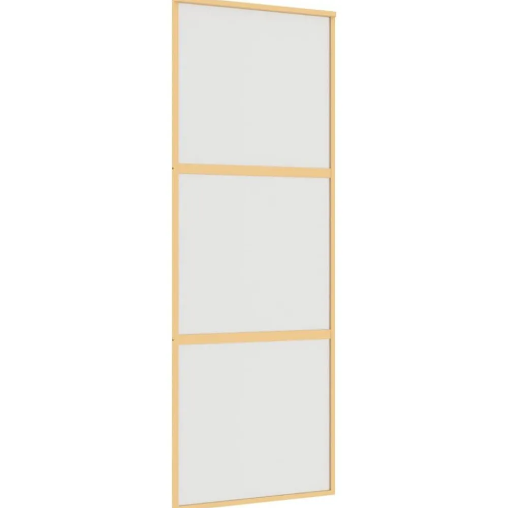Bouwmaterialen*vidaXL Schuifdeur 76x205 cm mat ESG-glas en aluminium goudkleurig Goudkleurig en mat