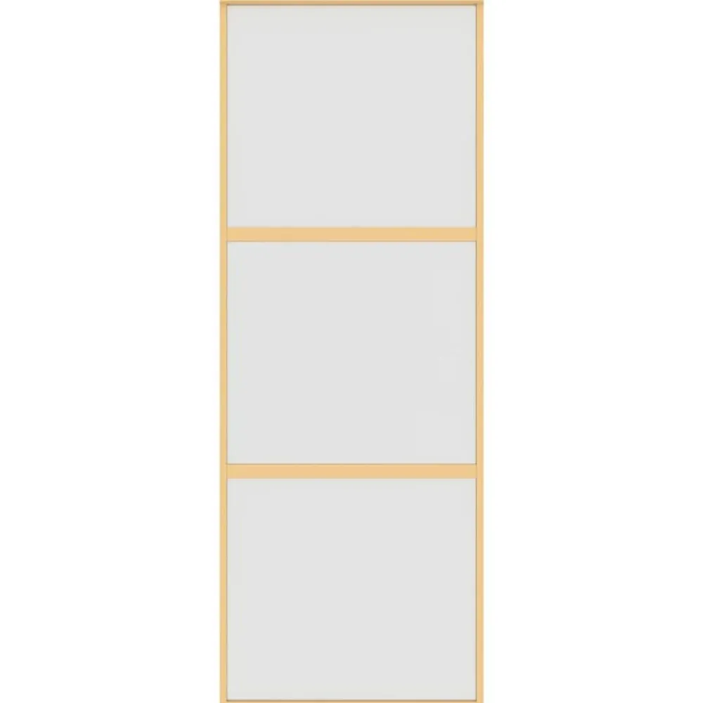 Bouwmaterialen*vidaXL Schuifdeur 76x205 cm mat ESG-glas en aluminium goudkleurig Goudkleurig en mat