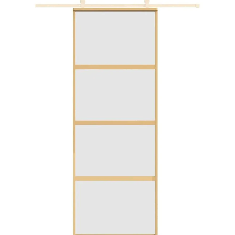 Bouwmaterialen*vidaXL Schuifdeur 76x205 cm mat ESG-glas en aluminium kleurig Goud