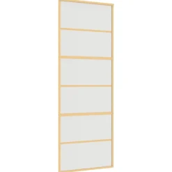 Bouwmaterialen*vidaXL Schuifdeur 76x205 cm mat ESG-glas en aluminium goudkleurig Goudkleurig en mat