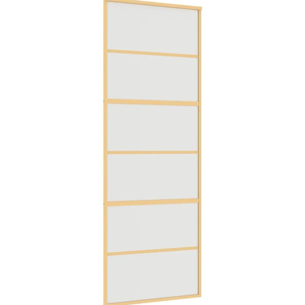 Bouwmaterialen*vidaXL Schuifdeur 76x205 cm mat ESG-glas en aluminium goudkleurig Goudkleurig en mat