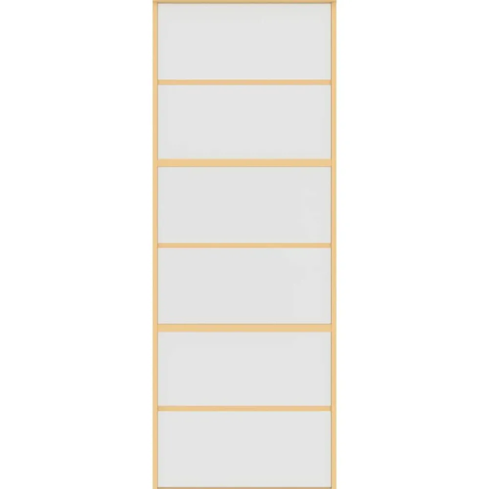 Bouwmaterialen*vidaXL Schuifdeur 76x205 cm mat ESG-glas en aluminium goudkleurig Goudkleurig en mat