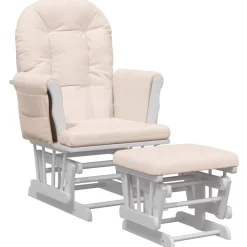 Stoelen*vidaXL Schuifstoel met voetenbank stof licht Roze