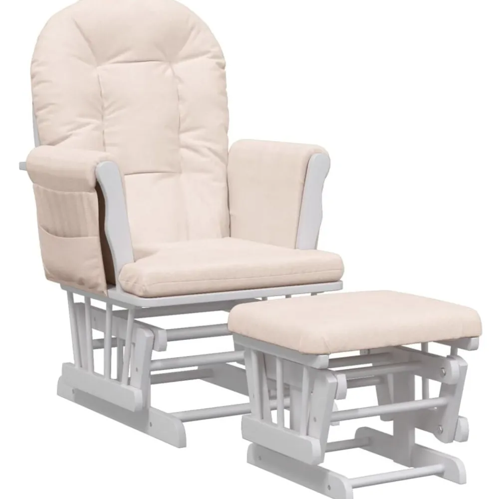 Stoelen*vidaXL Schuifstoel met voetenbank stof licht Roze