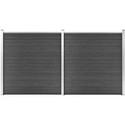 Tuinafscheidingen*vidaXL Schuttingpanelenset 353x186 cm HKC Zwart