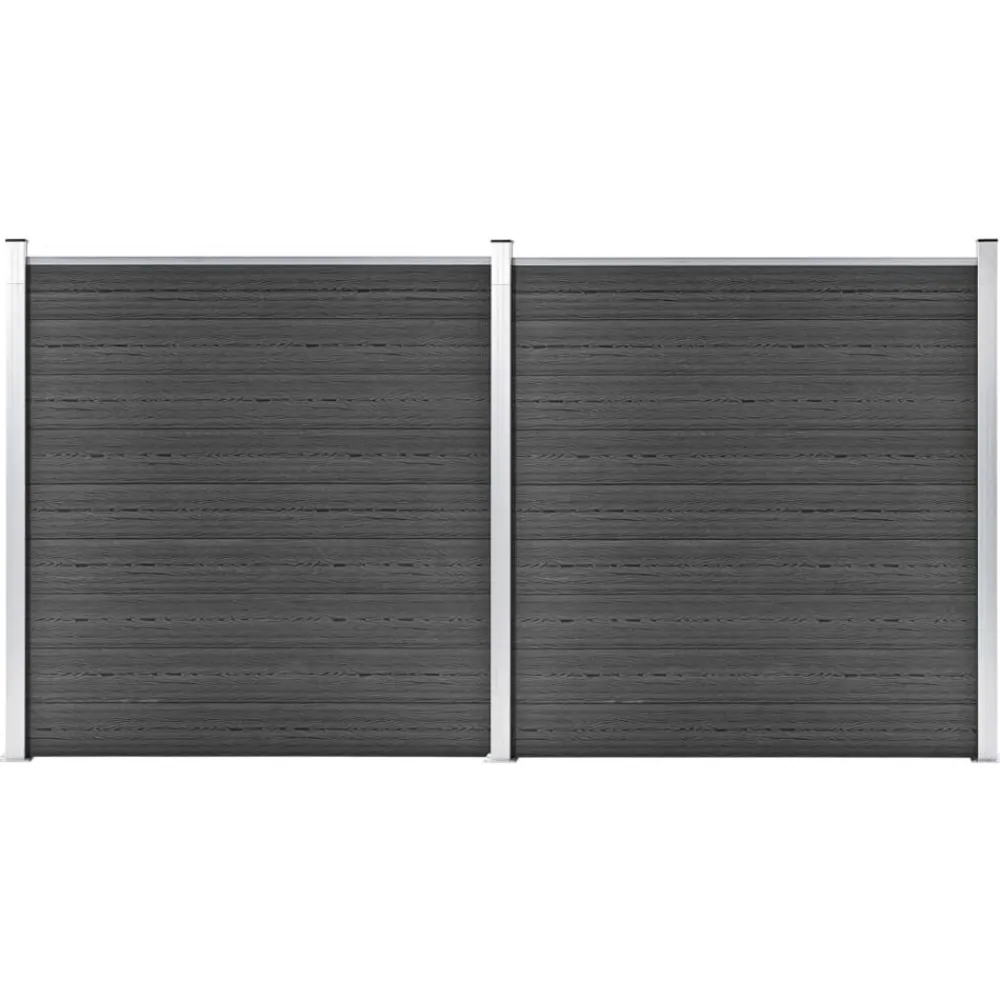 Tuinafscheidingen*vidaXL Schuttingpanelenset 353x186 cm HKC Zwart