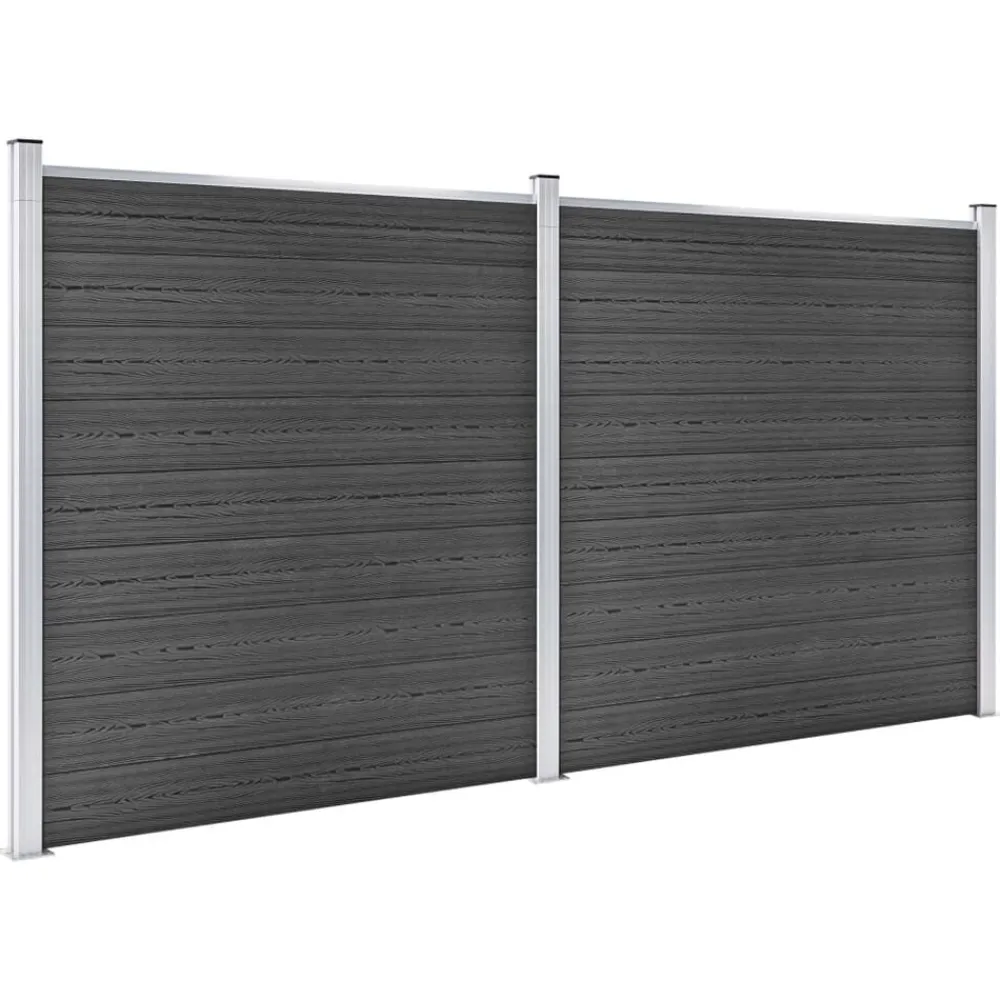 Tuinafscheidingen*vidaXL Schuttingpanelenset 353x186 cm HKC Zwart