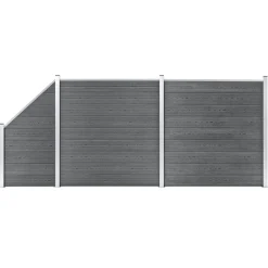 Tuinafscheidingen*vidaXL Schuttingset 2 vierkant en 1 schuin 446x186 cm HKC Grijs