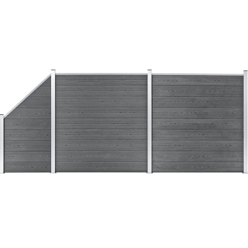 Tuinafscheidingen*vidaXL Schuttingset 2 vierkant en 1 schuin 446x186 cm HKC Grijs
