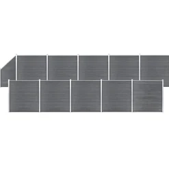 Tuinafscheidingen*vidaXL Schuttingset 10 vierkant en 1 schuin 1830x186 cm HKC Grijs