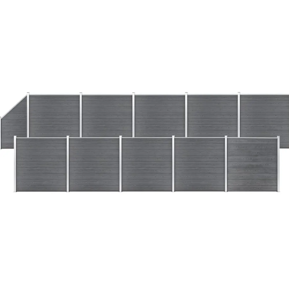 Tuinafscheidingen*vidaXL Schuttingset 10 vierkant en 1 schuin 1830x186 cm HKC Grijs