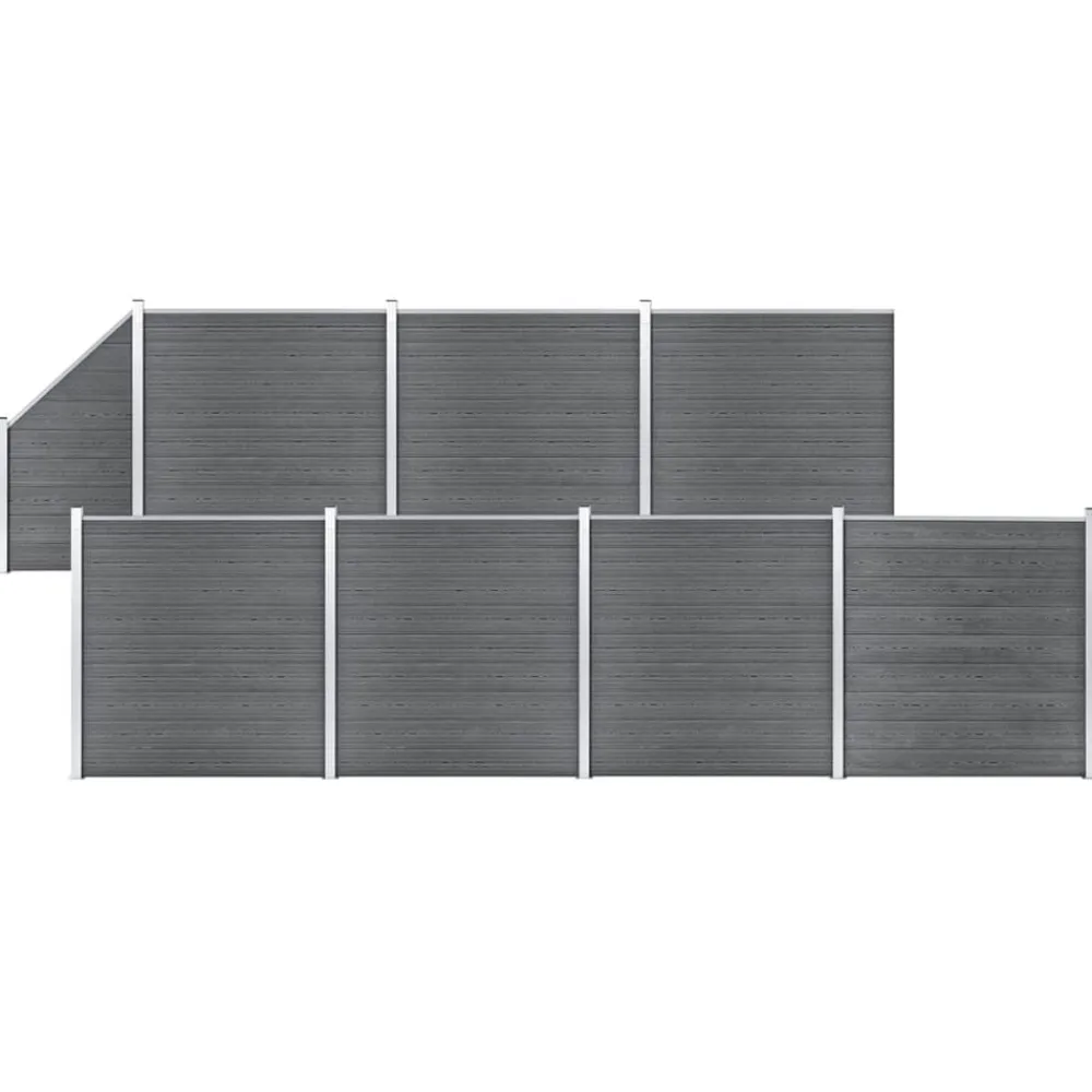 Tuinafscheidingen*vidaXL Schuttingset 7 vierkant en 1 schuin 1311x186 cm HKC Grijs
