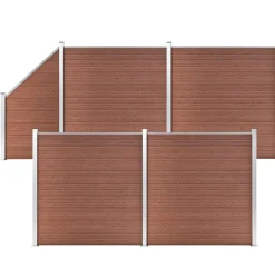 Tuinafscheidingen*vidaXL Schuttingset 4 vierkant en 1 schuin 792x186 cm HKC Bruin