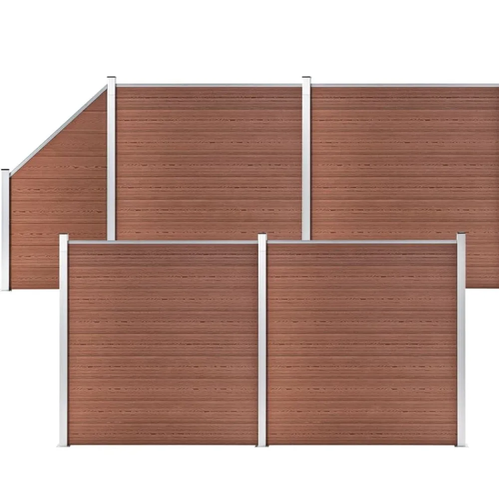 Tuinafscheidingen*vidaXL Schuttingset 4 vierkant en 1 schuin 792x186 cm HKC Bruin
