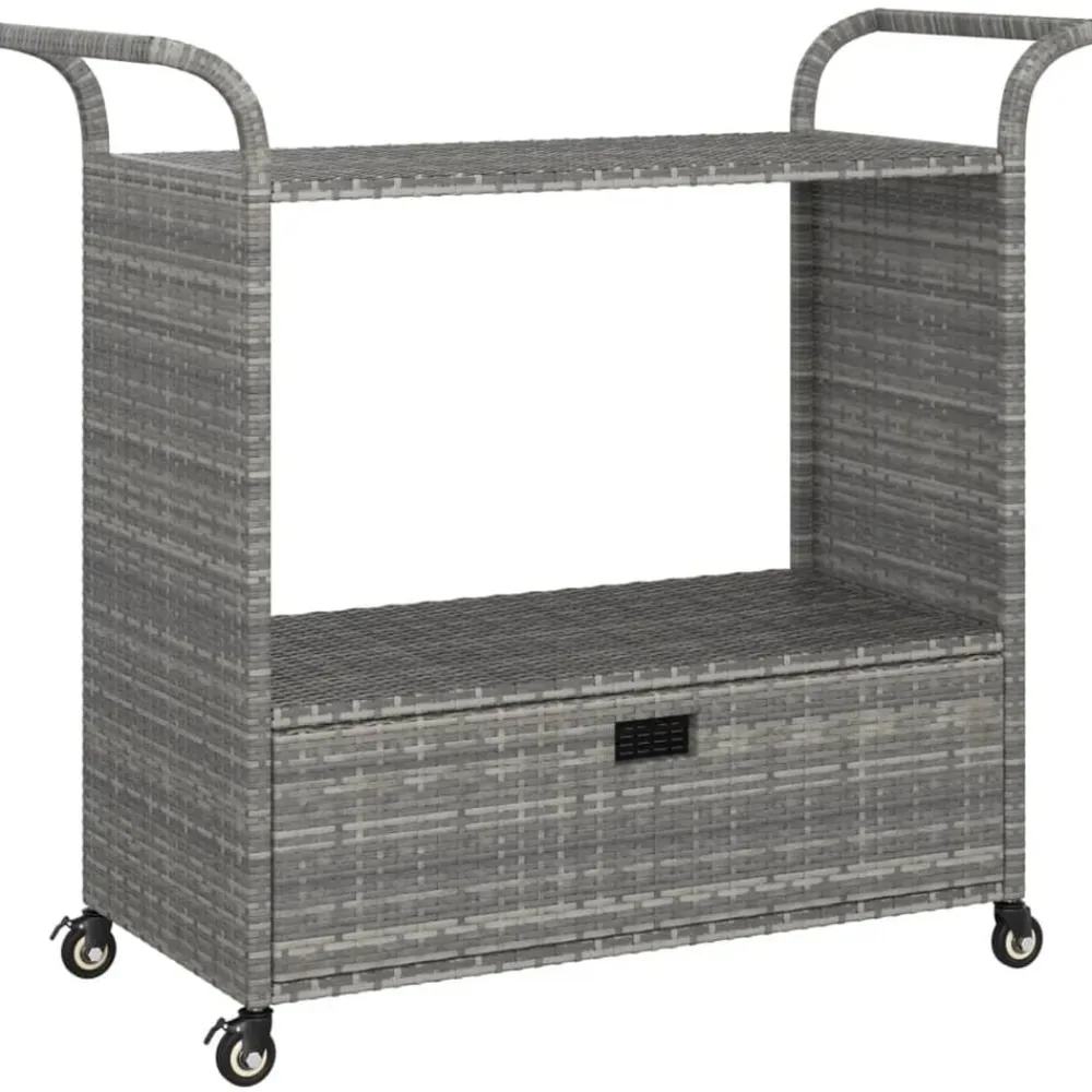Serveerwagen met lade 100x45x97 cm poly rattan>vidaXL Discount