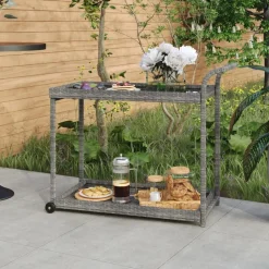Trolleys*vidaXL Serveerwagen 100x45x83 cm poly rattan Grijs