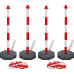 Uithangborden*vidaXL Set van 4 kettingpalen en 2 kunststof kettingen van 10 m