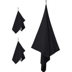 Linnengoed*vidaXL Set van Sporthanddoeken 3 pcs Polyester en Polyamide Zwart