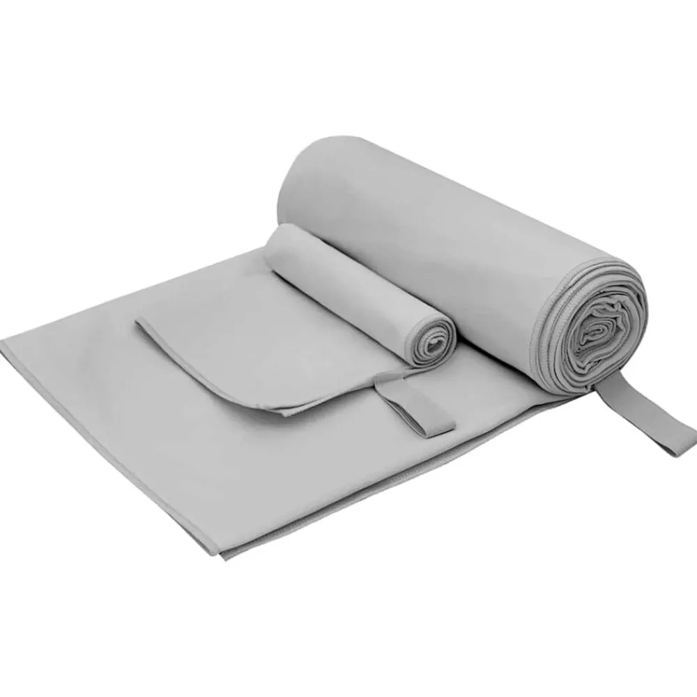 Linnengoed*vidaXL Set van Sporthanddoeken 2 pcs Stof Grijs