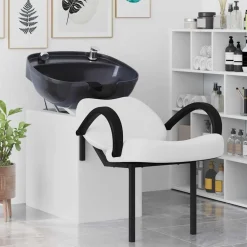 Haar- En Schoonheidsverzorging*vidaXL Shampoo Stoel 136 x 60 x 92 cm PVC Wit en zwart