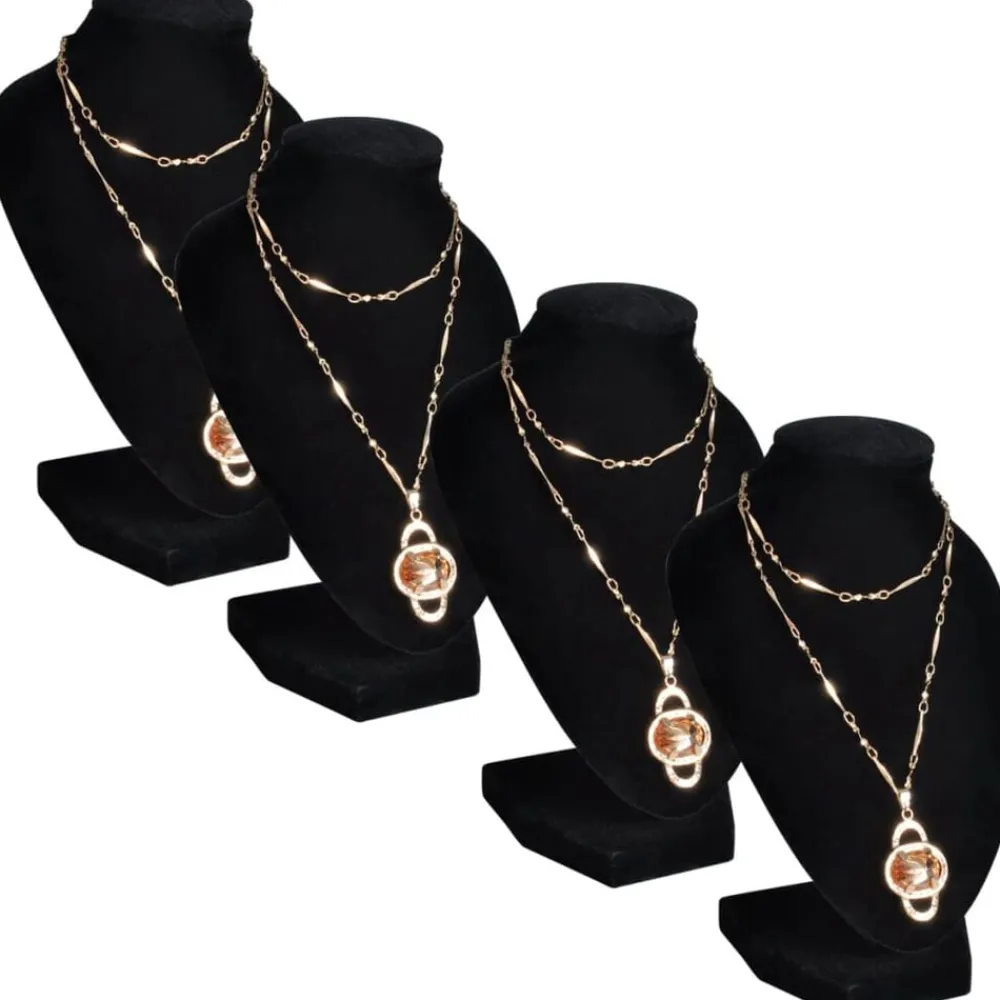 Sieradenhouder voor ketting 9x8,5x15 cm zwart 4 st>vidaXL
