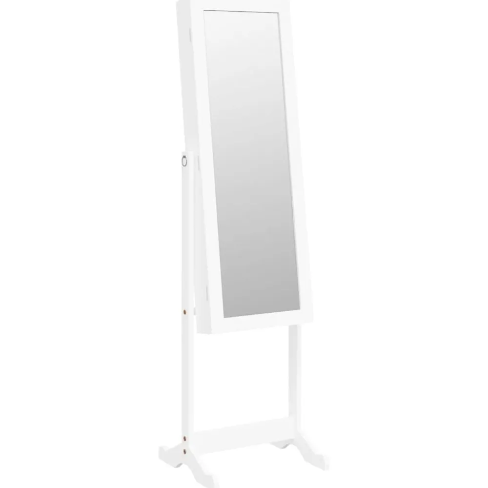 Woon- & Tuinaccessoires*vidaXL Sieradenkast met spiegel met LED-verlichting vrijstaand Wit