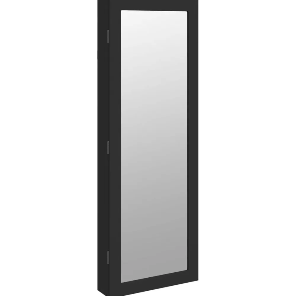 Woon- & Tuinaccessoires*vidaXL Sieradenkast met spiegel en LED wandgemonteerd Zwart