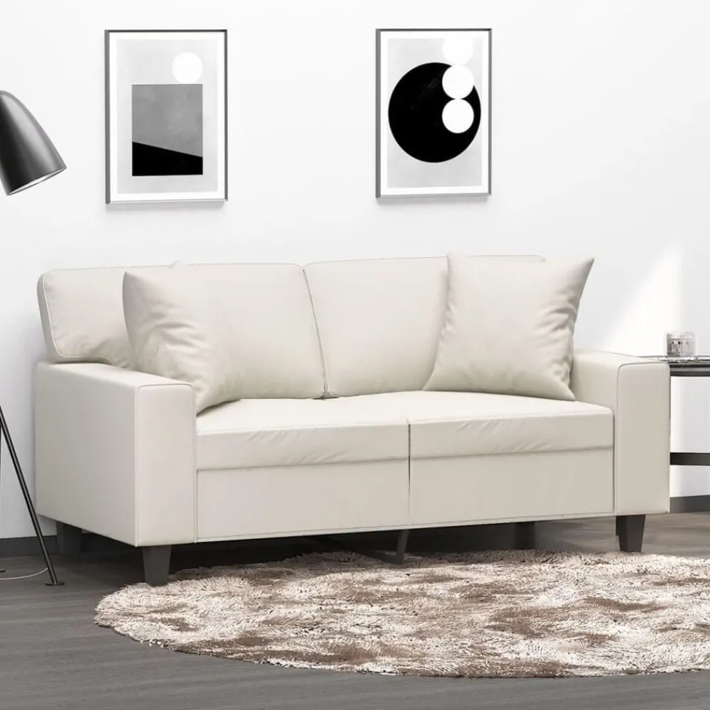 Sierkussens 2 st 40x40 cm kunstleer crèmekleurig>vidaXL Best