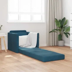 Banken*vidaXL Slaapbank 74 x 77 x 81 cm Fluweel Blauw