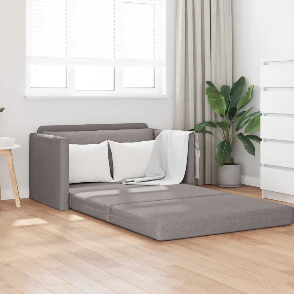 Banken*vidaXL Slaapbank 110cm Stof Taupe
