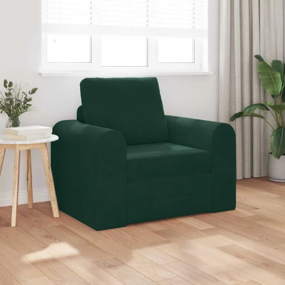 Banken*vidaXL Slaapbank 98 x 71 x 83 cm Fluweel Donkergroen