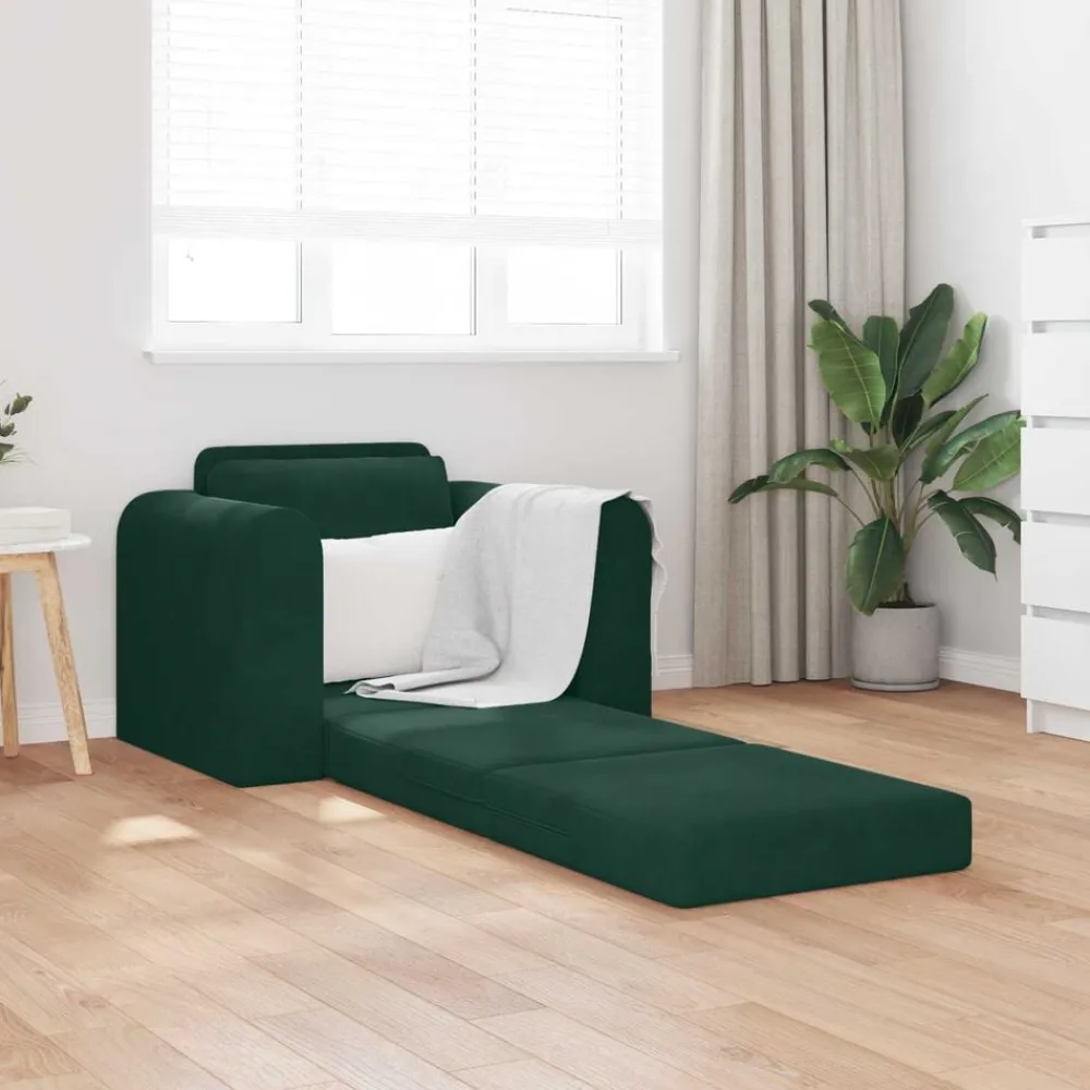Banken*vidaXL Slaapbank 98 x 71 x 83 cm Fluweel Donkergroen