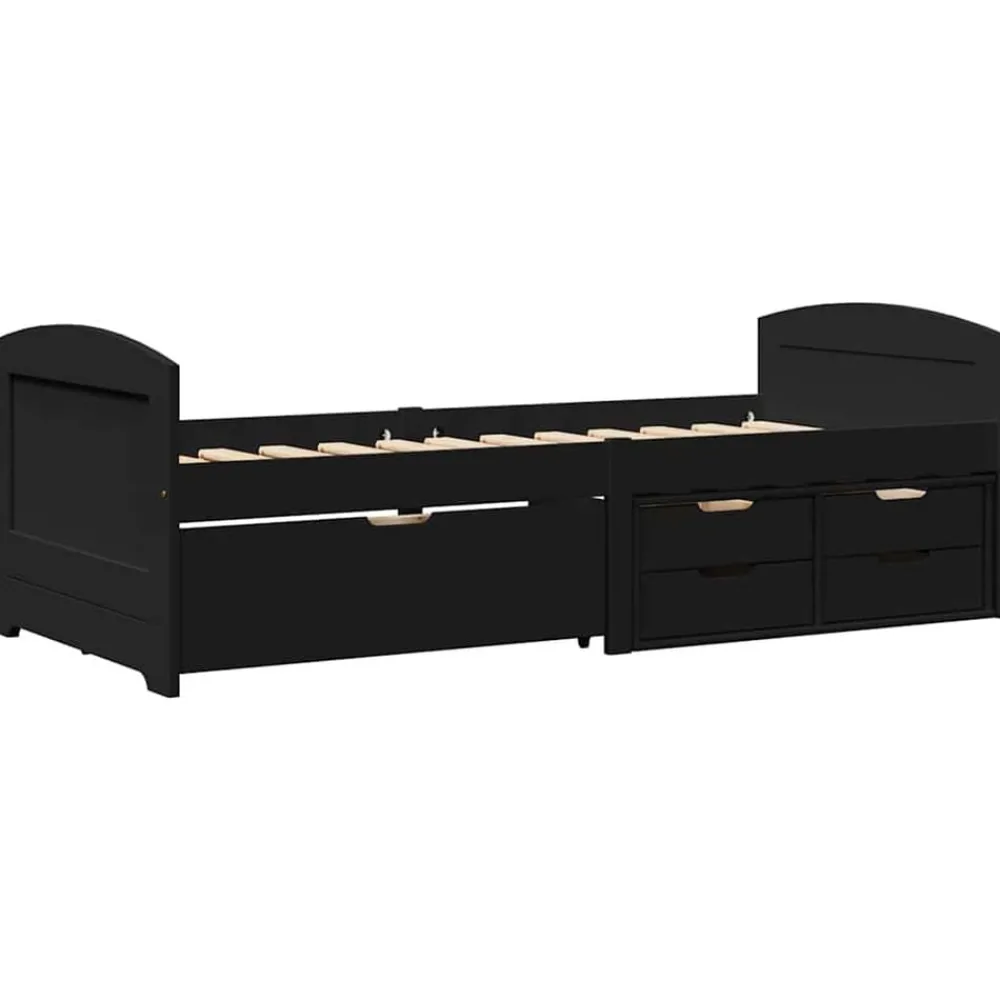 Bedden & Accessoires*vidaXL Slaapbank met 5 lades zonder matras IRUN 90x200 cm Zwart