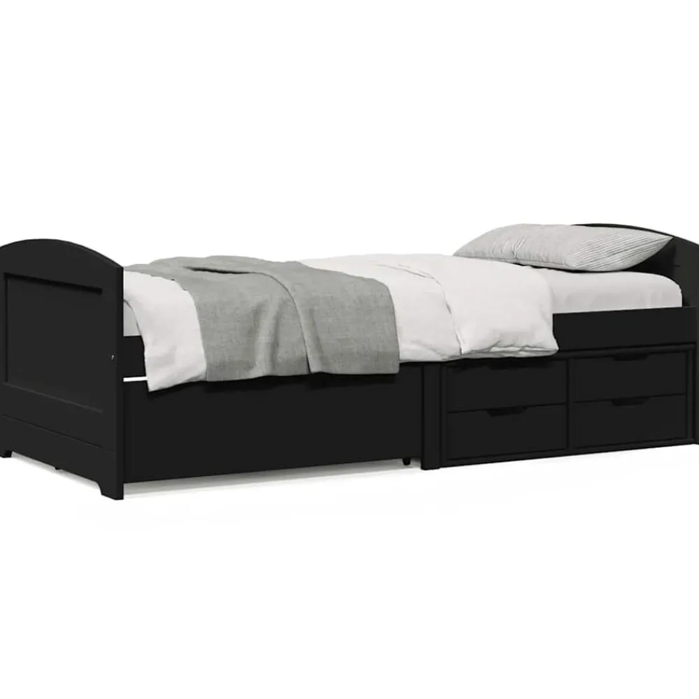 Bedden & Accessoires*vidaXL Slaapbank met 5 lades zonder matras IRUN 90x200 cm Zwart