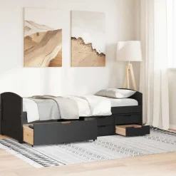 Bedden & Accessoires*vidaXL Slaapbank met 5 lades zonder matras IRUN 90x200 cm Zwart