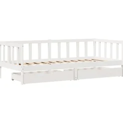 Bedden & Accessoires*vidaXL Slaapbank met lades 90x200 cm massief grenenhout Wit