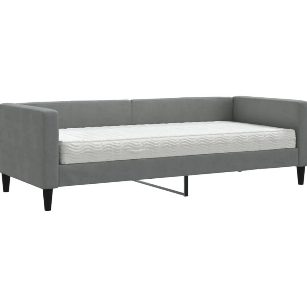 Bedden & Accessoires*vidaXL Slaapbank met matras 80x200 cm stof Donkergrijs