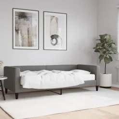Bedden & Accessoires*vidaXL Slaapbank met matras 80x200 cm stof Donkergrijs