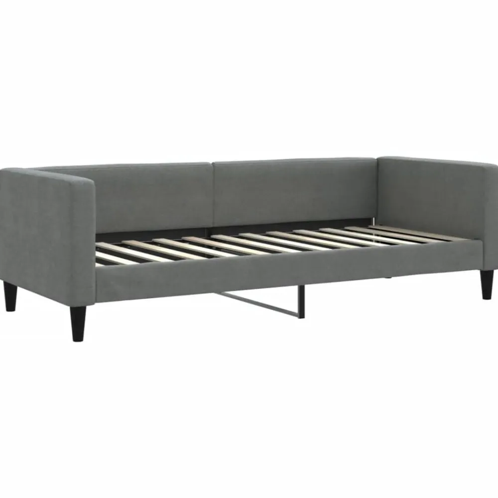 Bedden & Accessoires*vidaXL Slaapbank met matras 80x200 cm stof Donkergrijs