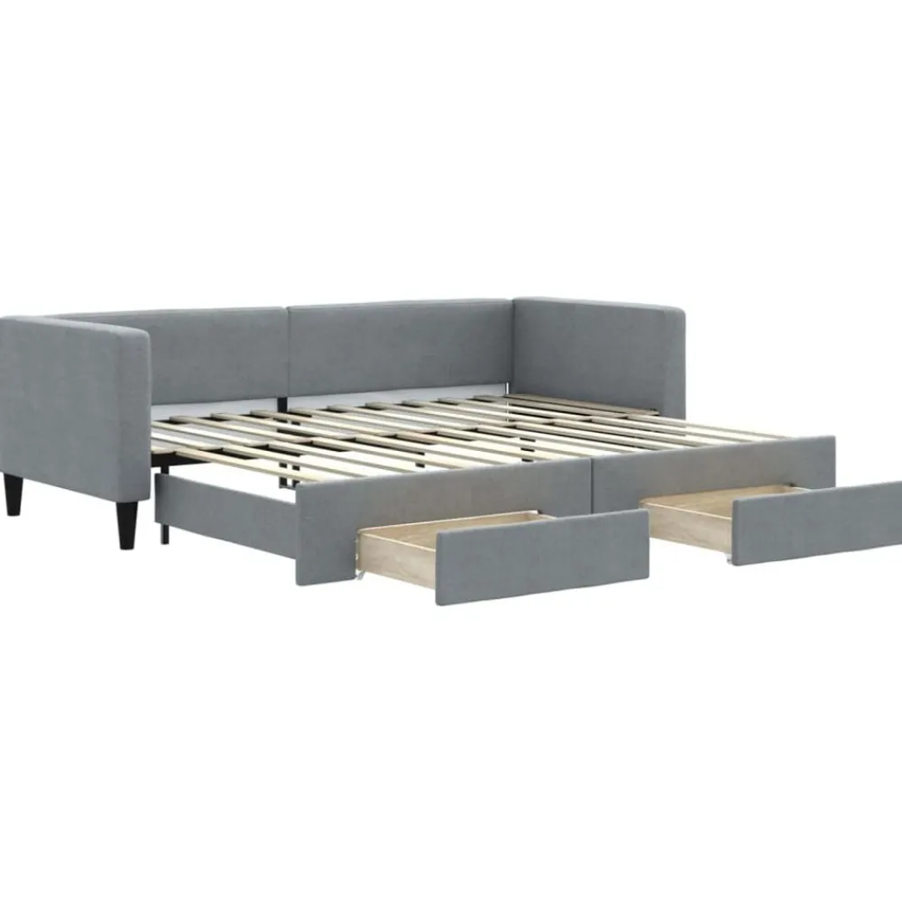 Slaapbank met onderschuifbed en lades 80x200 cm stof>vidaXL Best