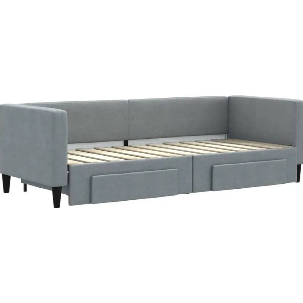Slaapbank met onderschuifbed en lades 80x200 cm stof>vidaXL Best