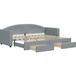 Slaapbank met onderschuifbed en lades 80x200 cm stof>vidaXL Hot