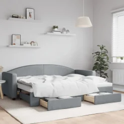 Slaapbank met onderschuifbed en lades 80x200 cm stof>vidaXL Hot