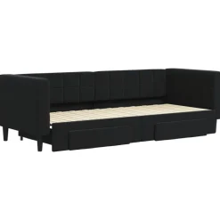 Bedden & Accessoires*vidaXL Slaapbank met onderschuifbed en lades 80x200 cm fluweel Zwart