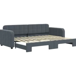 Bedden & Accessoires*vidaXL Slaapbank met onderschuifbed 80x200 cm fluweel Donkergrijs