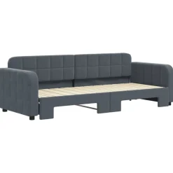 Bedden & Accessoires*vidaXL Slaapbank met onderschuifbed 80x200 cm fluweel Donkergrijs