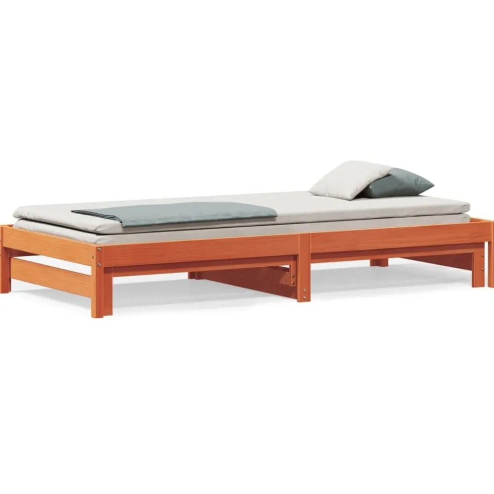 Slaapbank met onderschuifbed 90x200 cm massief grenenhout>vidaXL Clearance