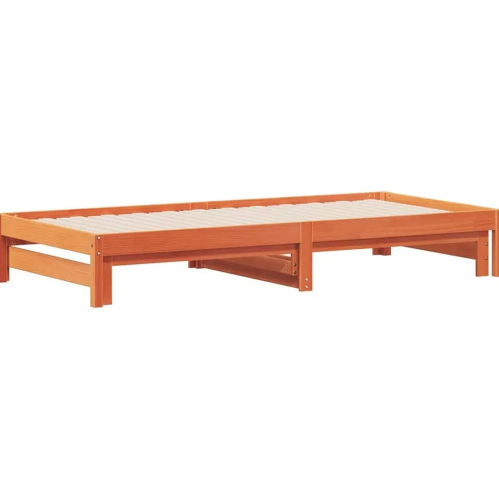 Slaapbank met onderschuifbed 90x200 cm massief grenenhout>vidaXL Clearance