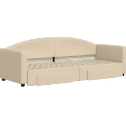 Slaapbank met onderschuifbed en lades 80x200 cm stof crèmekleur><noscript><img width=