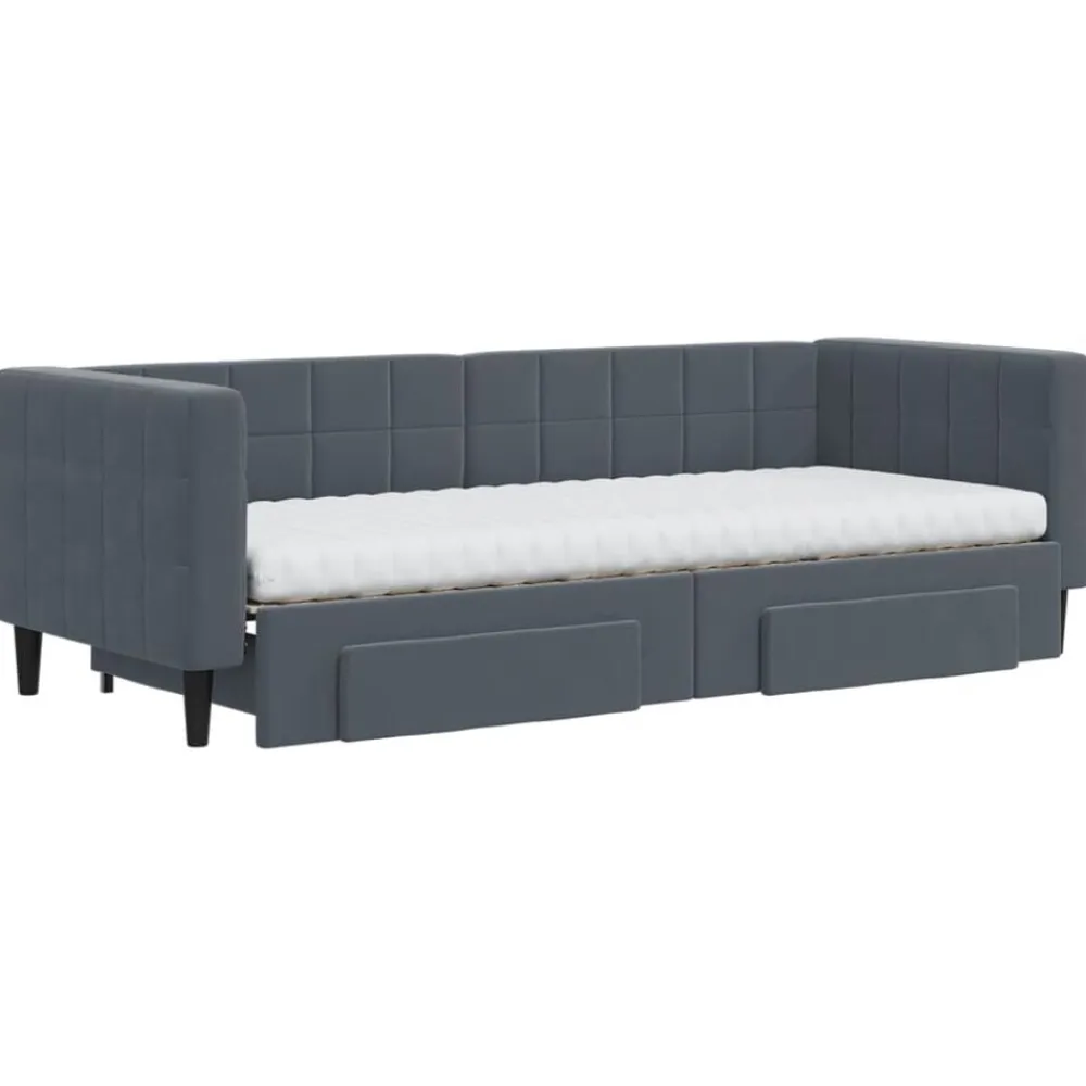Slaapbank onderschuifbed en lades 80x200 cm fluweel>vidaXL New